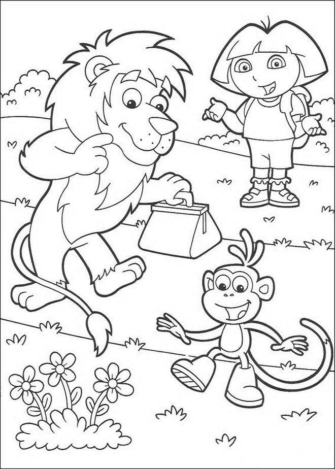 Plansa de colorat cu Dora Exploratorul 42 45